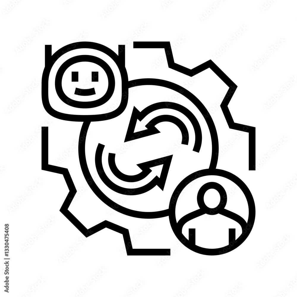robotics collaboration industry line icon vector illustration robotics collaboration industry line icon vector illustration