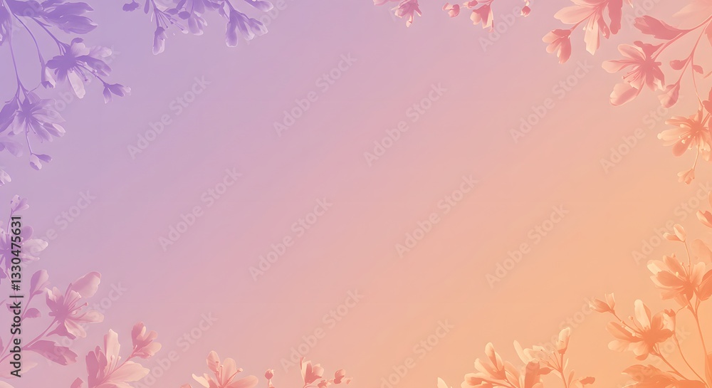 Subtle gradient florals blending from lavender to peach with ample negative space. Subtle gradient florals blending from lavender to peach with ample negative space.