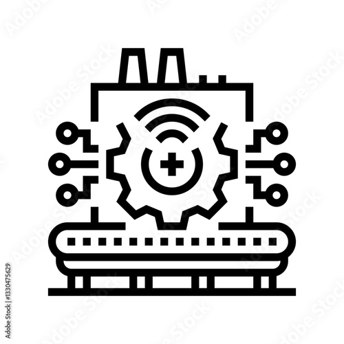 smart factory industry line icon vector illustration