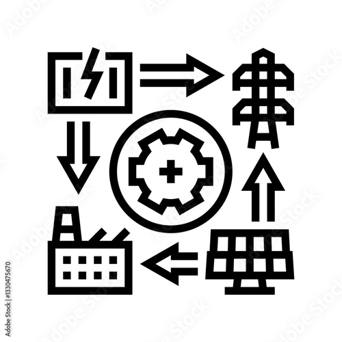 smart grid industry line icon vector illustration