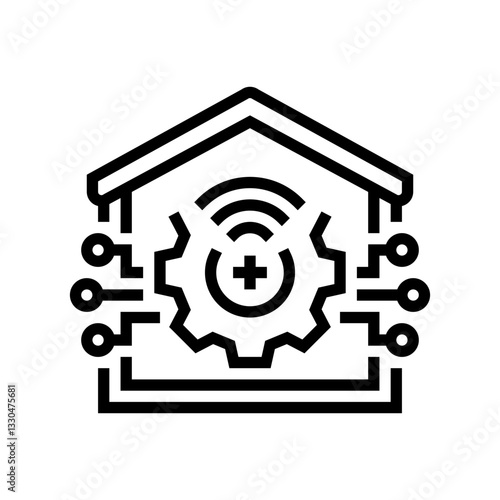 smart home automation industry line icon vector illustration