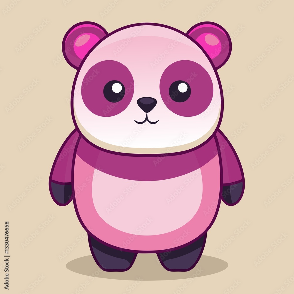 A cute cartoon panda with pink accents, round eyes, and a friendly expression on a vibrant pink background, designed in a modern, kawaii art style. A cute cartoon panda with pink accents, round eyes, and a friendly expression on a vibrant pink background, designed in a modern, kawaii art style.