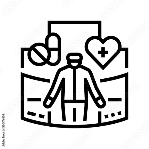virtual reality therapy healthcare innovation line icon vector illustration
