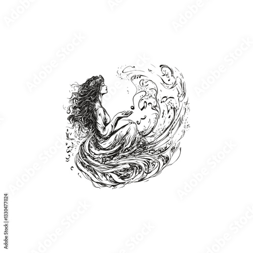 Siren greek mythology design vector template illustration
