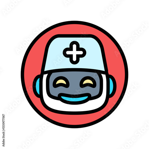 ai doctor assistant healthcare innovation color icon vector illustration