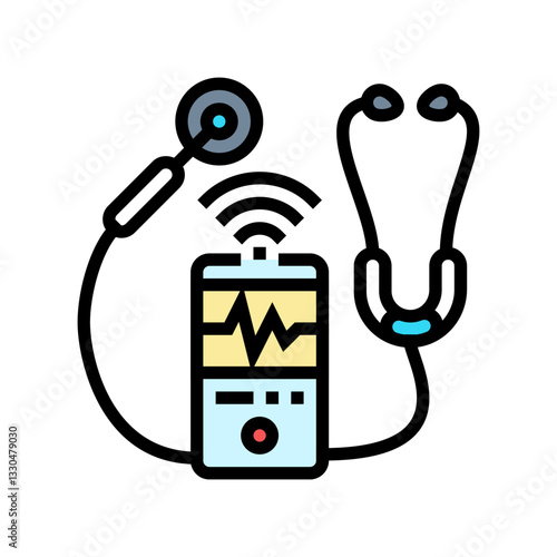 electronic stethoscope healthcare innovation color icon vector illustration