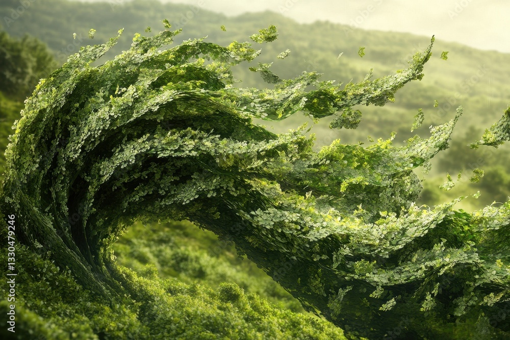 A flowing green wave is created by an abundance of foliage A flowing green wave is created by an abundance of foliage