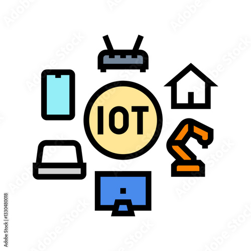 internet of things iot devices color icon vector illustration