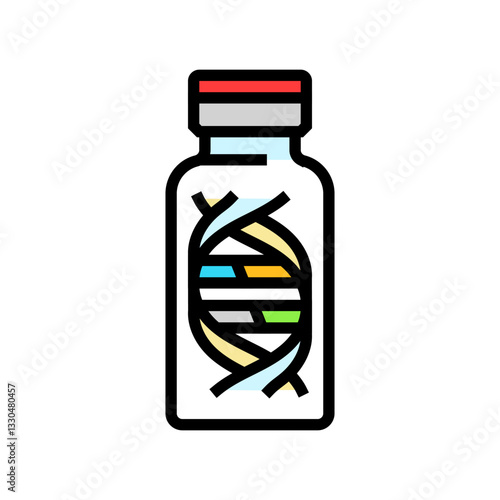 medical vial with dna medicine color icon vector illustration