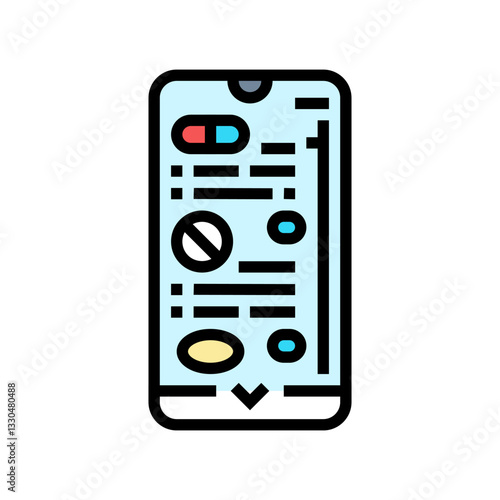 medication management app healthcare innovation color icon vector illustration