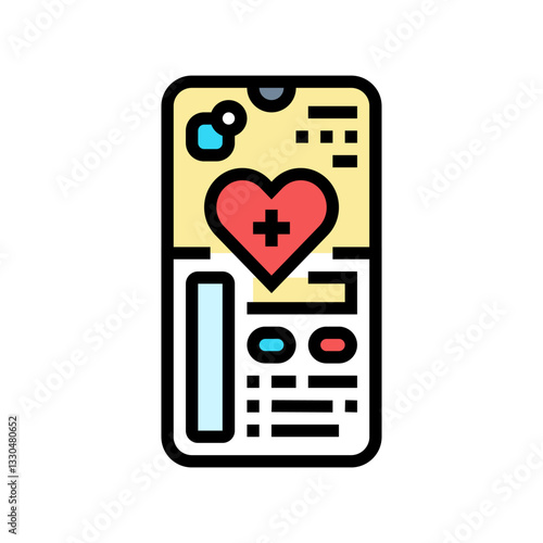 mobile health app healthcare innovation color icon vector illustration