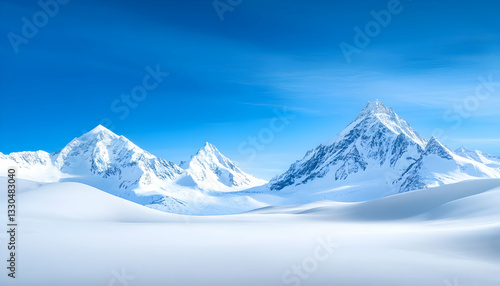 Wallpaper Mural Snowy mountain range under a clear blue sky Torontodigital.ca