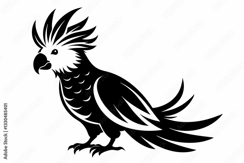 Fototapeta premium cockatoo line art silhouette vector illustration