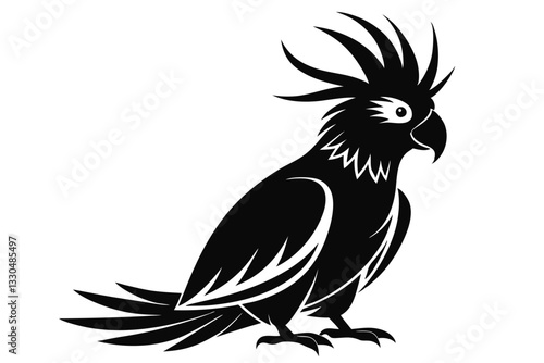 cockatoo line art silhouette vector illustration