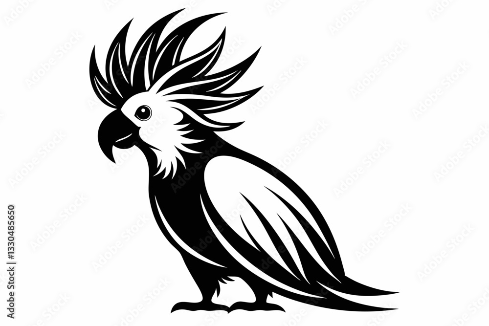 Fototapeta premium cockatoo line art silhouette vector illustration