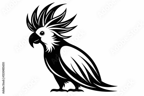 cockatoo line art silhouette vector illustration