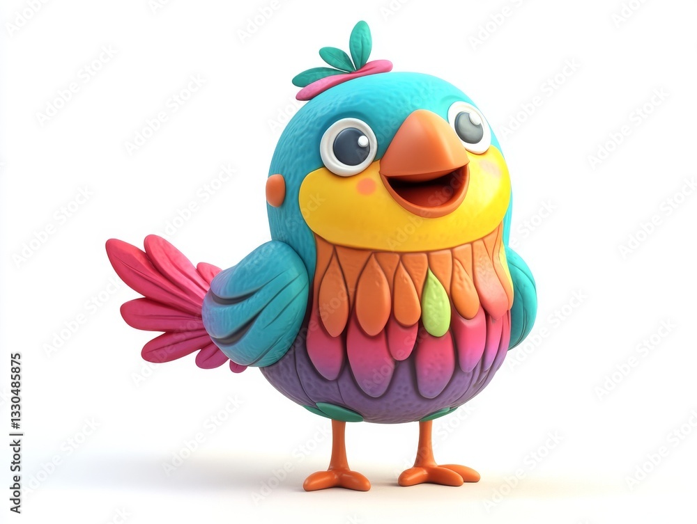 Cheerful Cartoon Bird with Vibrant Feathers
Cheerful Cartoon Bird with Vibrant Feathers