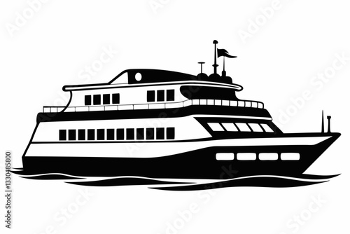ferry line art silhouette vector illustration