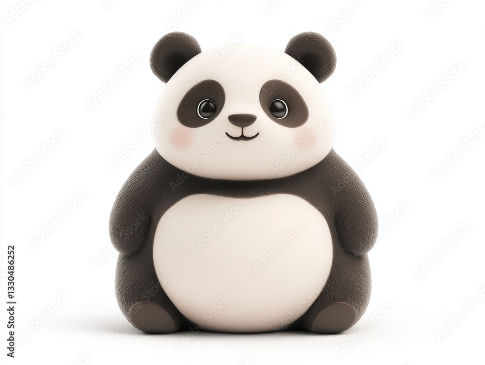 Naklejka premium Cute Chubby Cartoon Panda with Adorable Expression