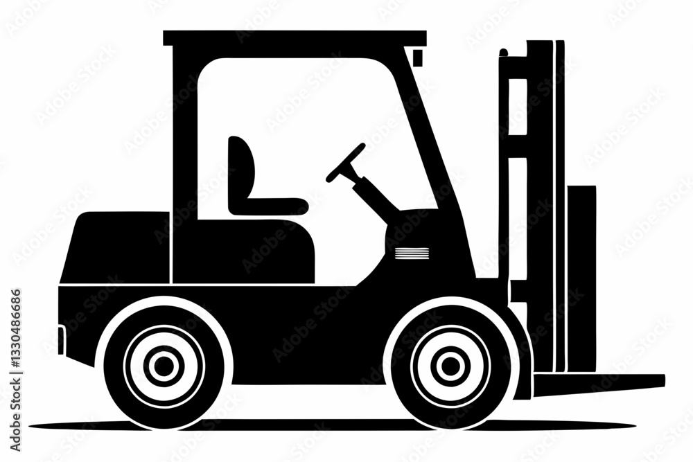 Fototapeta premium forklift line art silhouette vector illustration
