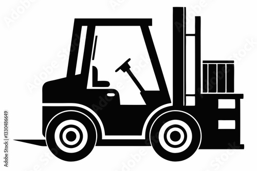 forklift line art silhouette vector illustration