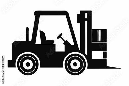 forklift line art silhouette vector illustration