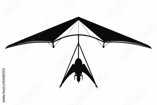 hang glider line art silhouette vector illustration