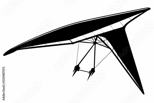 hang glider line art silhouette vector illustration