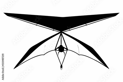 hang glider line art silhouette vector illustration