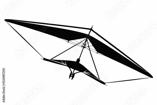 hang glider line art silhouette vector illustration