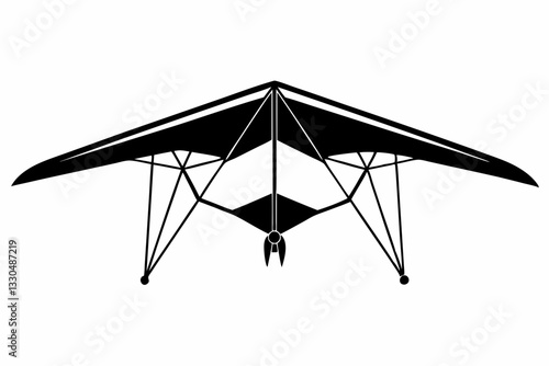 hang glider line art silhouette vector illustration