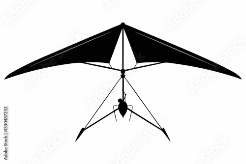 hang glider line art silhouette vector illustration
