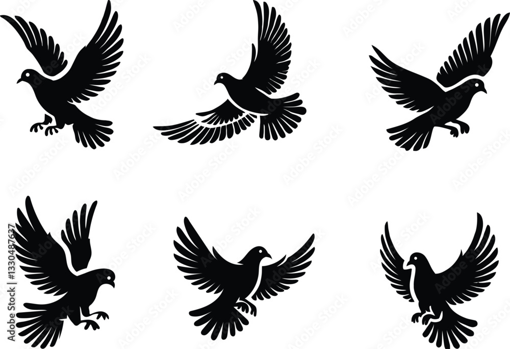 A collection of doves for artwork compositions A collection of doves for artwork compositions