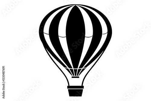 hot air balloon line art silhouette vector illustration