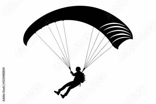 paraglider line art silhouette vector illustration