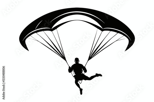 paraglider line art silhouette vector illustration