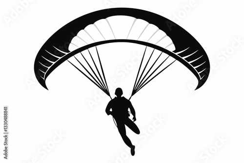 paraglider line art silhouette vector illustration