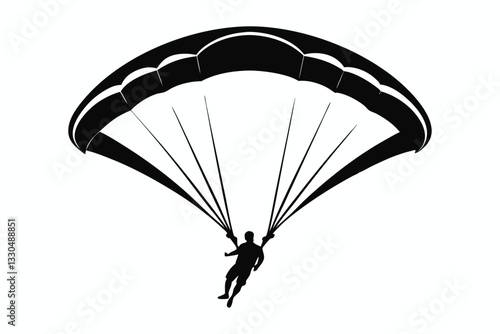 paraglider line art silhouette vector illustration