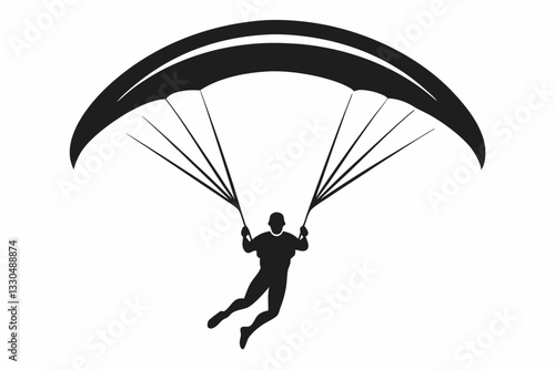 paraglider line art silhouette vector illustration