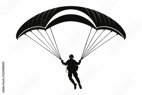 paraglider line art silhouette vector illustration