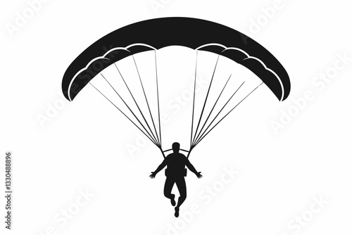 paraglider line art silhouette vector illustration