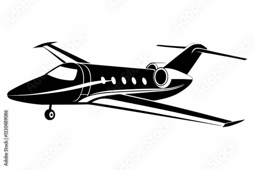 private jet line art silhouette vector illustration