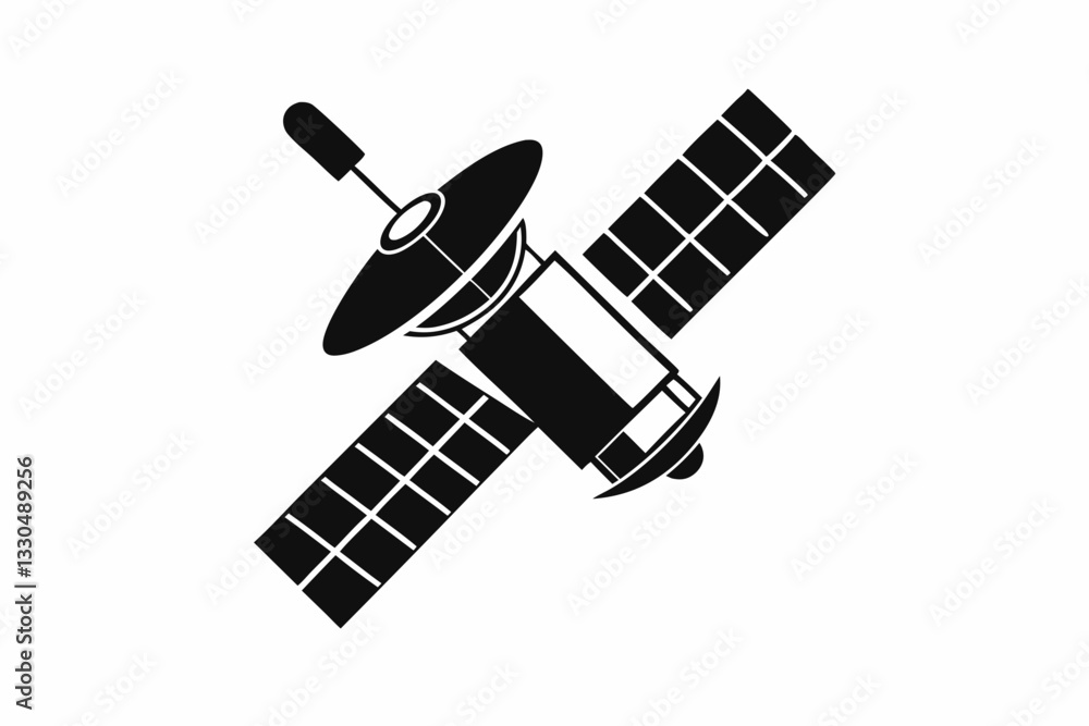 satellite line art silhouette vector illustration satellite line art silhouette vector illustration