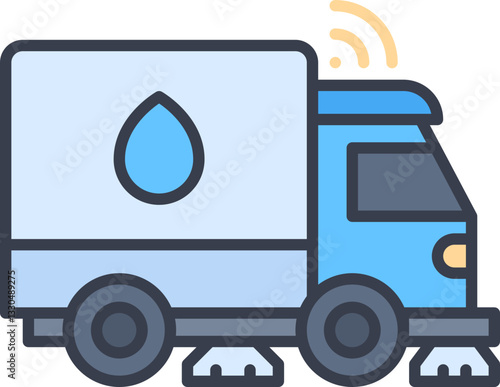 Street sweeper truck icon