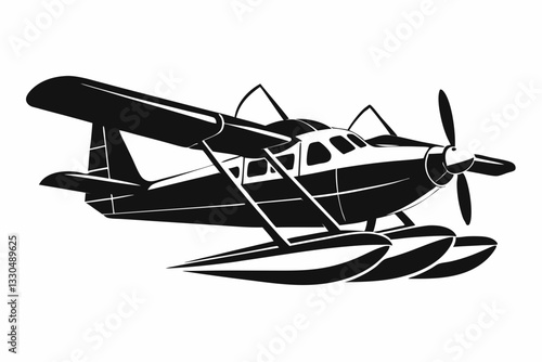 seaplane line art silhouette vector illustration