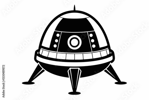 space capsule line art silhouette vector illustration