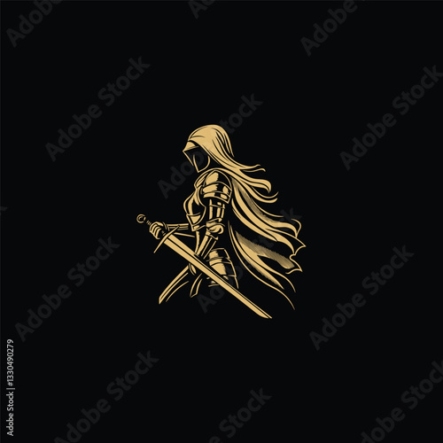 Woman knight design vector template illustration