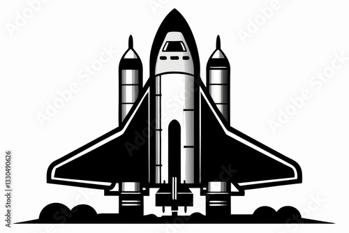 space shuttle line art silhouette vector illustration