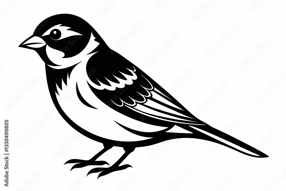 Obraz premium sparrow line art silhouette vector illustration