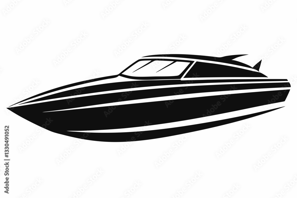 speedboat line art silhouette vector illustration speedboat line art silhouette vector illustration
